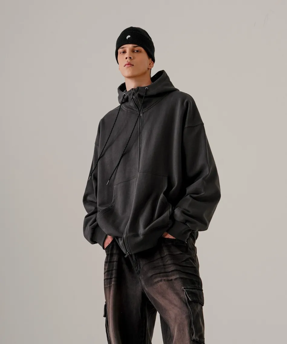 EZKATON Heavy Loop Neck-Up Hood Zip-Up