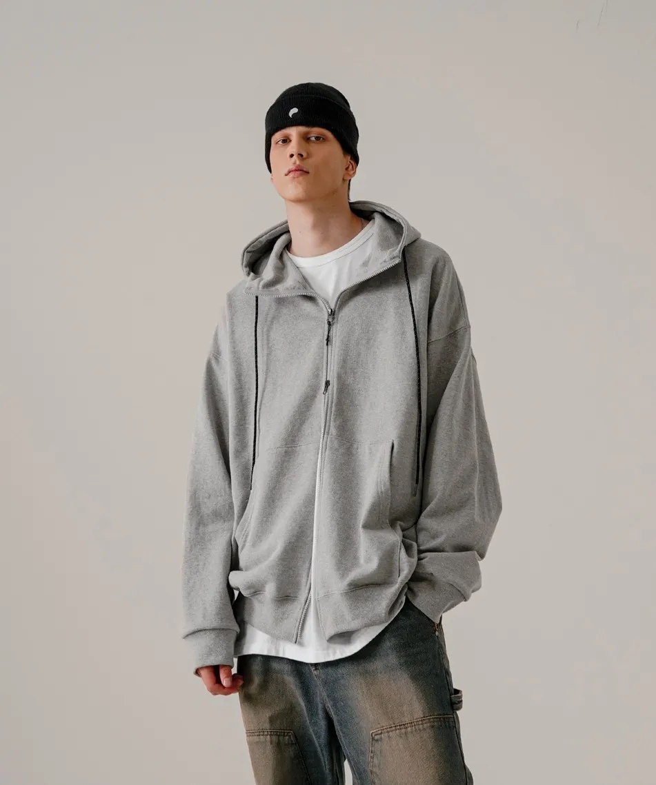 EZKATON Heavy Loop Neck-Up Hood Zip-Up