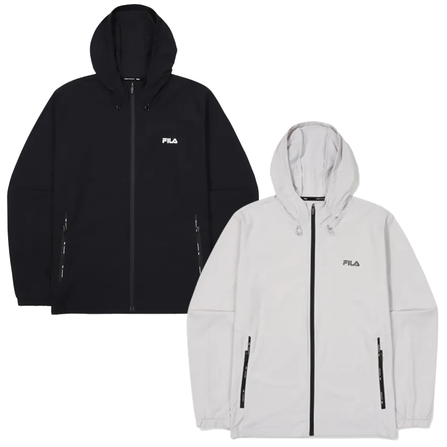 FILA Plain Logo Hoodies - Nylon Street Style Long Sleeves