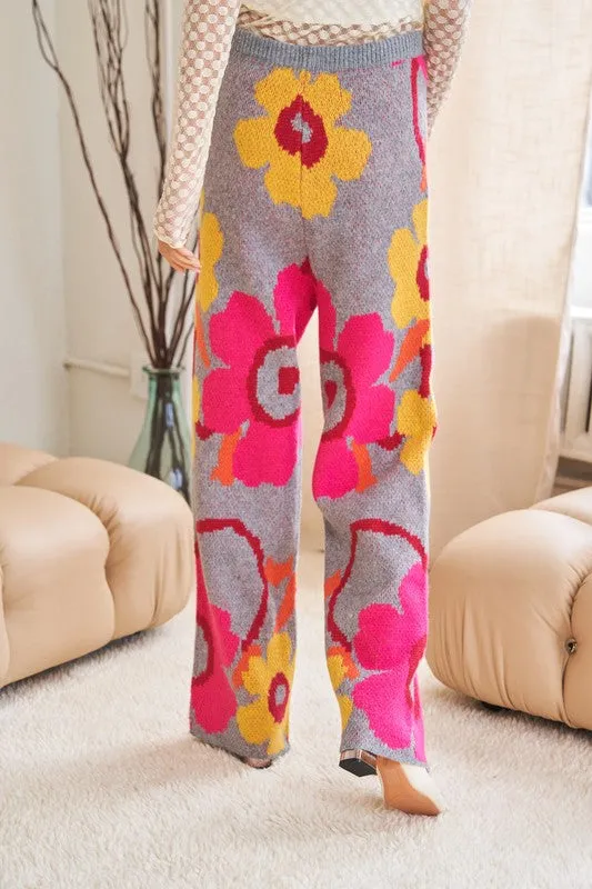 Floral Print Casual Comfortable Full-Length Wide-Leg Trousers