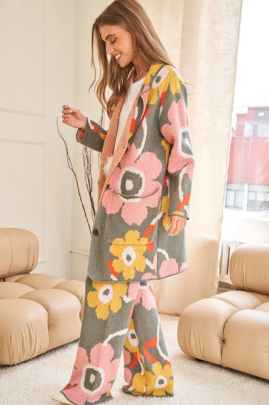 Floral Print Casual Comfortable Full-Length Wide-Leg Trousers