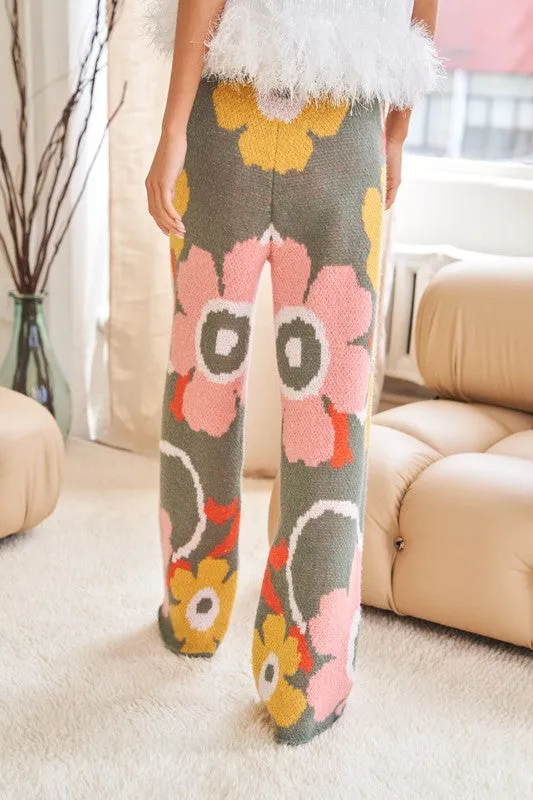 Floral Print Casual Comfortable Full-Length Wide-Leg Trousers