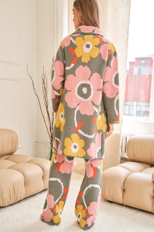 Floral Print Casual Comfortable Full-Length Wide-Leg Trousers