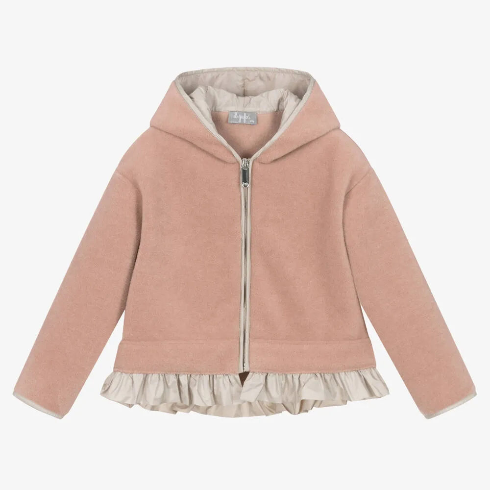 Girls Pink Hooded Fleece Jacket