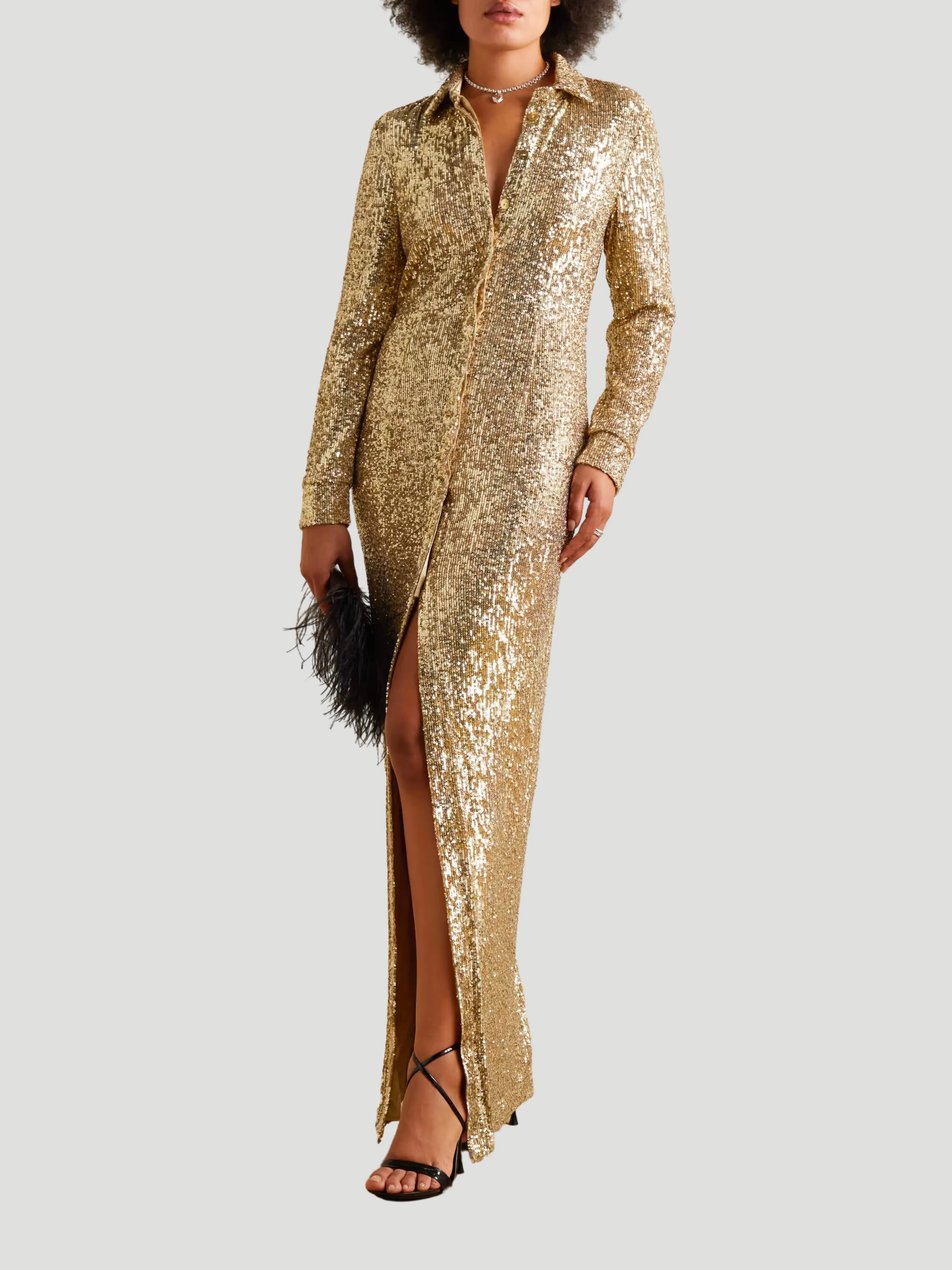 Gold Sequin Shirt Dress - Shop Now