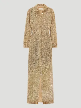 Gold Sequin Shirt Dress - Shop Now