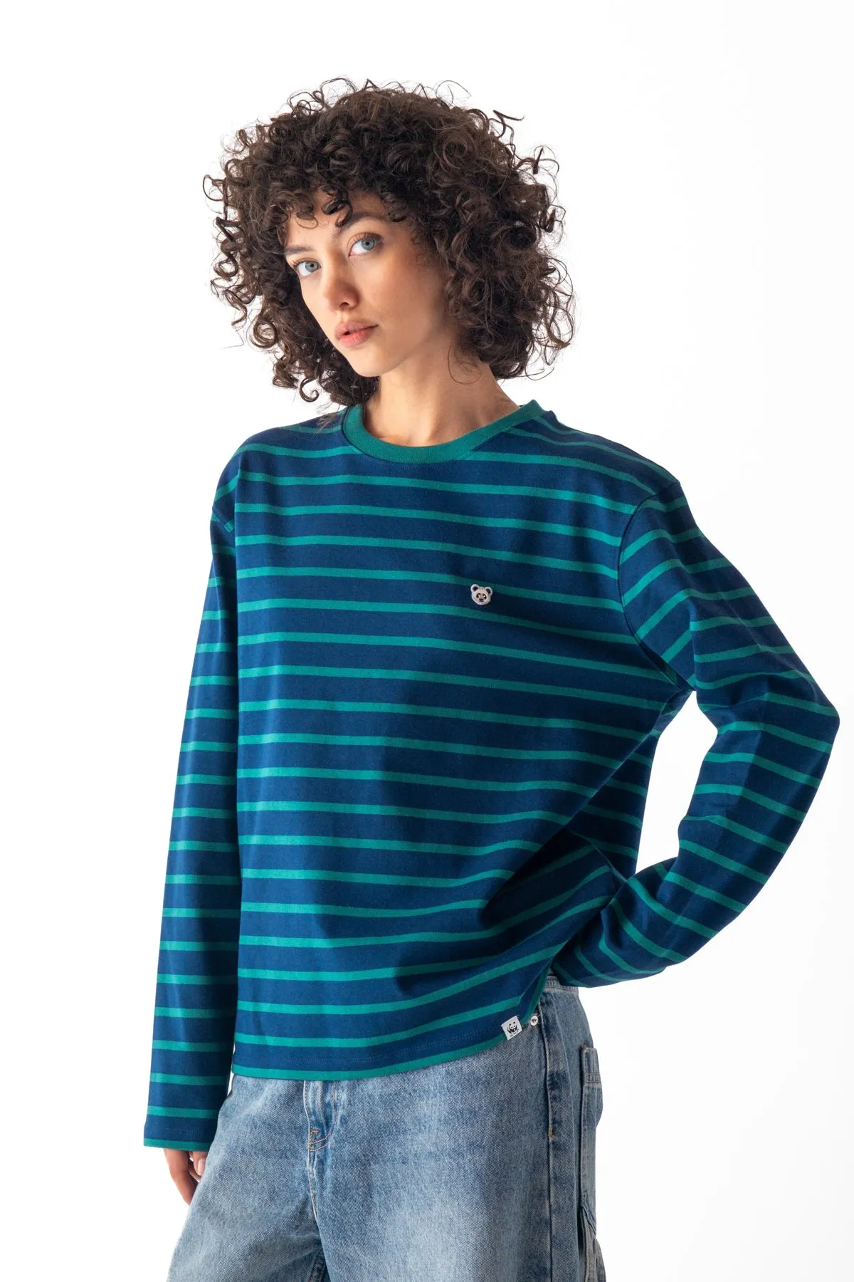 Green/Navy Long Sleeve T-Shirt - Panda Supreme