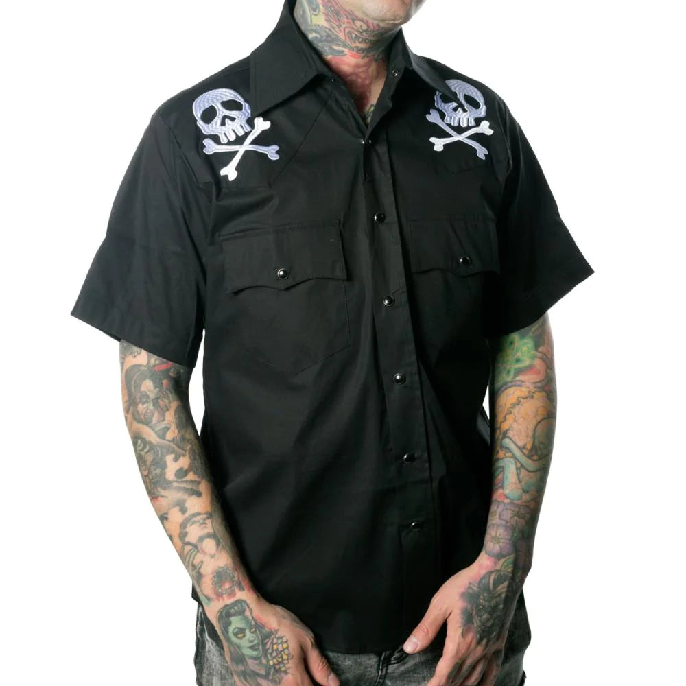 HARLOCK Western Shirt with Skull & Bones