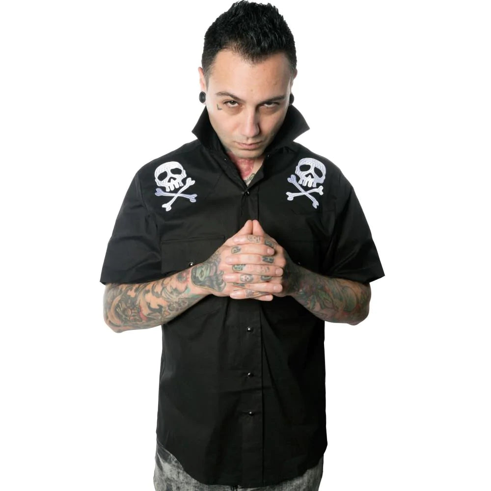 HARLOCK Western Shirt with Skull & Bones