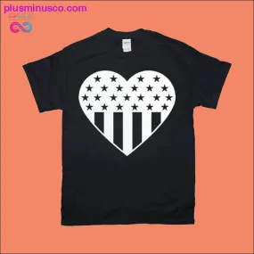 Heart Single Color American Flag T-Shirts