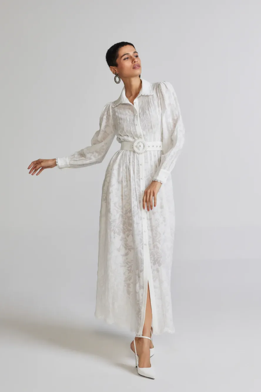 Hemant Nandita Ilara White Long Shirt Dress