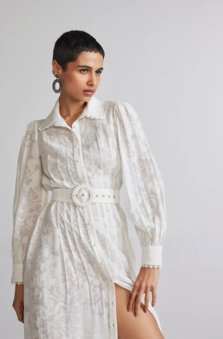 Hemant Nandita Ilara White Long Shirt Dress