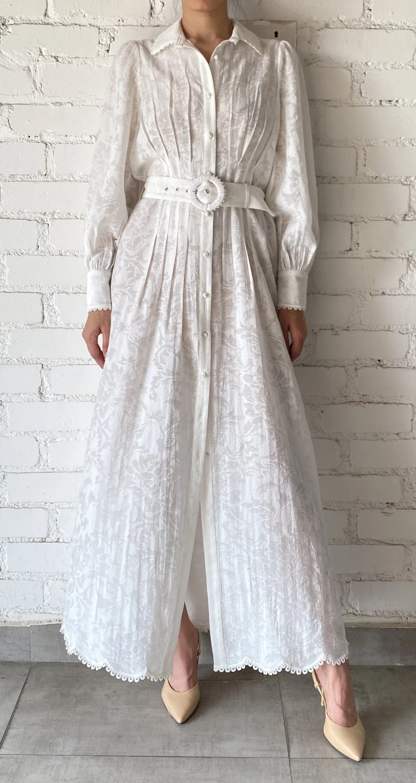 Hemant Nandita Ilara White Long Shirt Dress