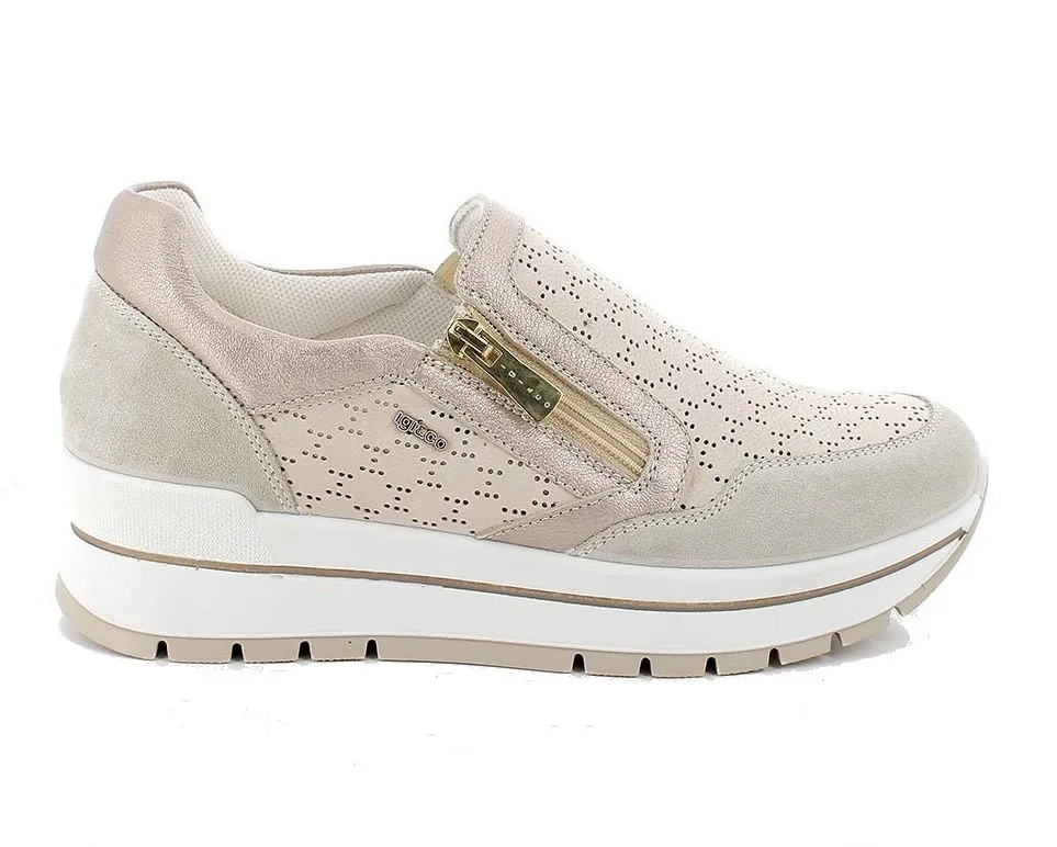 igico donna T.flyknit6, sneakers con zeppa, recyclable chiaro perla, 3662055