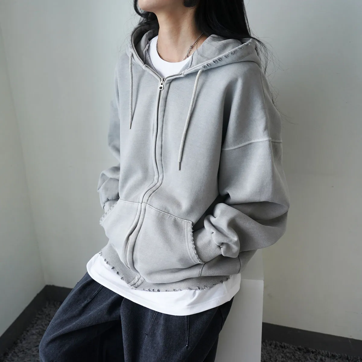 IONSEOUL Unisex Cotton Oversized Logo Hoodies - Street Style