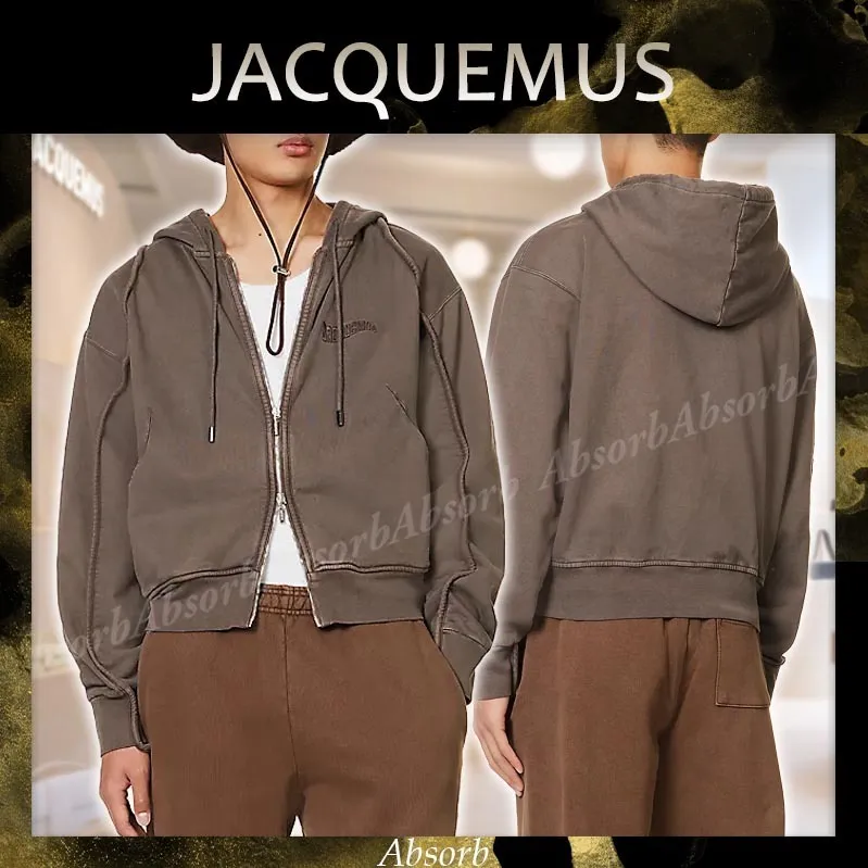 Jacquemus street style long sleeves plain cotton logo hoodies