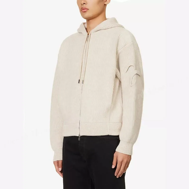 JACQUEMUS Wool Long Sleeves Plain Logo Hoodies - Street Style