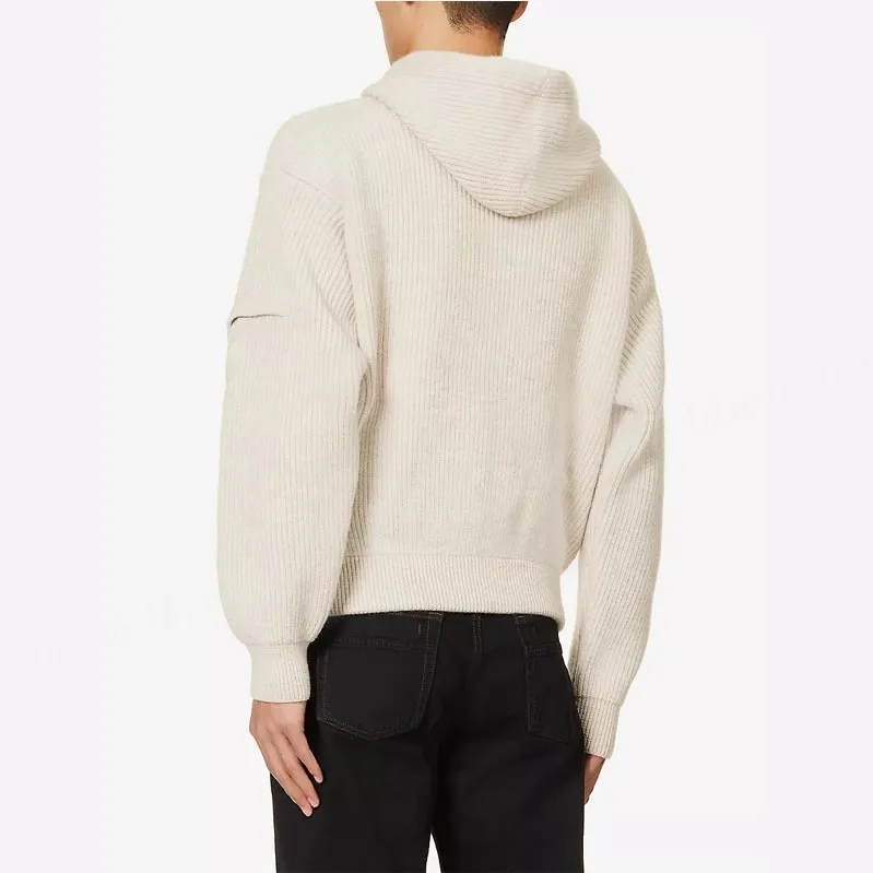 JACQUEMUS Wool Long Sleeves Plain Logo Hoodies - Street Style