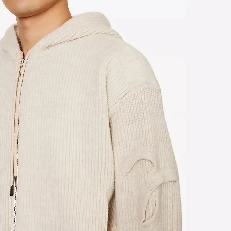 JACQUEMUS Wool Long Sleeves Plain Logo Hoodies - Street Style