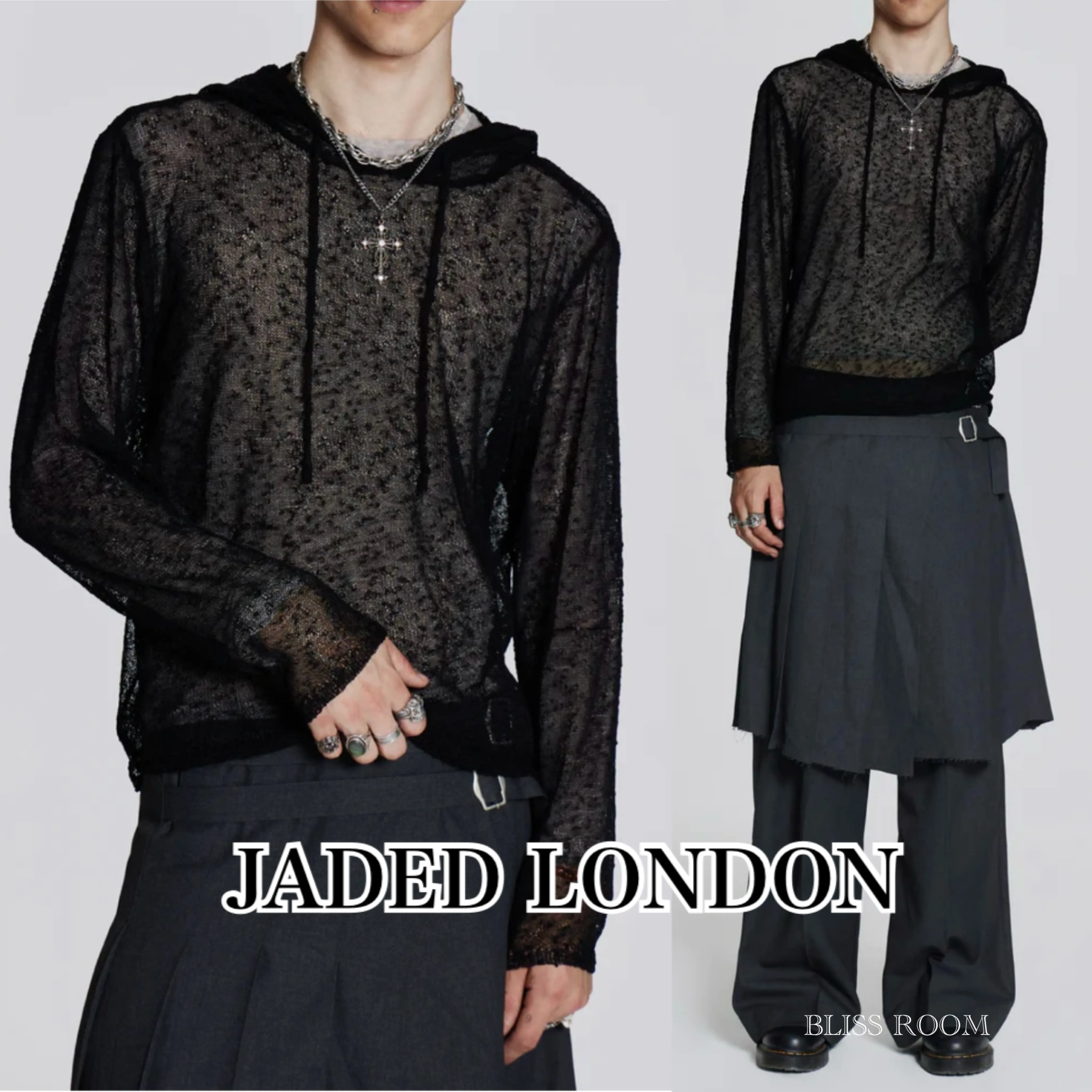 Jaded London Unisex Sheer Hoodies - Street Style Long Sleeves