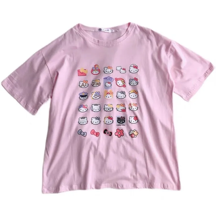 Japanese Cute Cat Print Pastel Pink T-Shirt | BY60038 | Shop Now