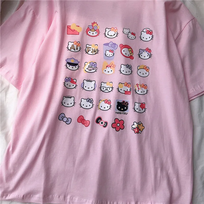 Japanese Cute Cat Print Pastel Pink T-Shirt | BY60038 | Shop Now