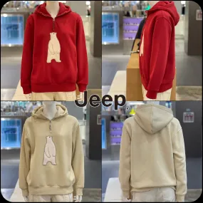 JEEP 23FW Napping Bear Half Zip-Up Hoodie