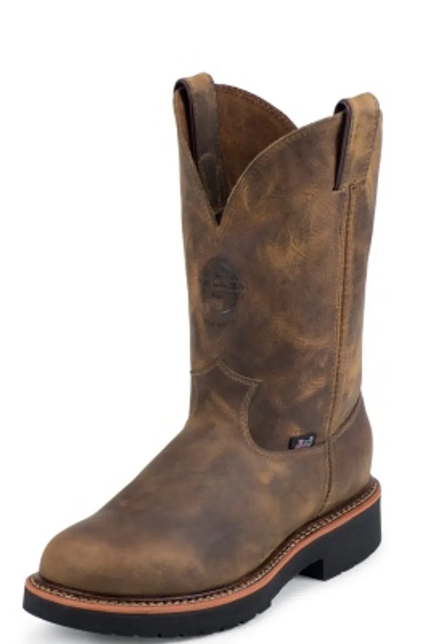 Justin Mens Boots 4440 11" Blueprint Pull On Tan Gaucho