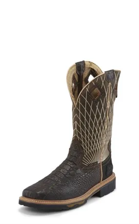 Justin Mens Boots WK4833 12 Derrickman Comp Toe" Brown Croc Print