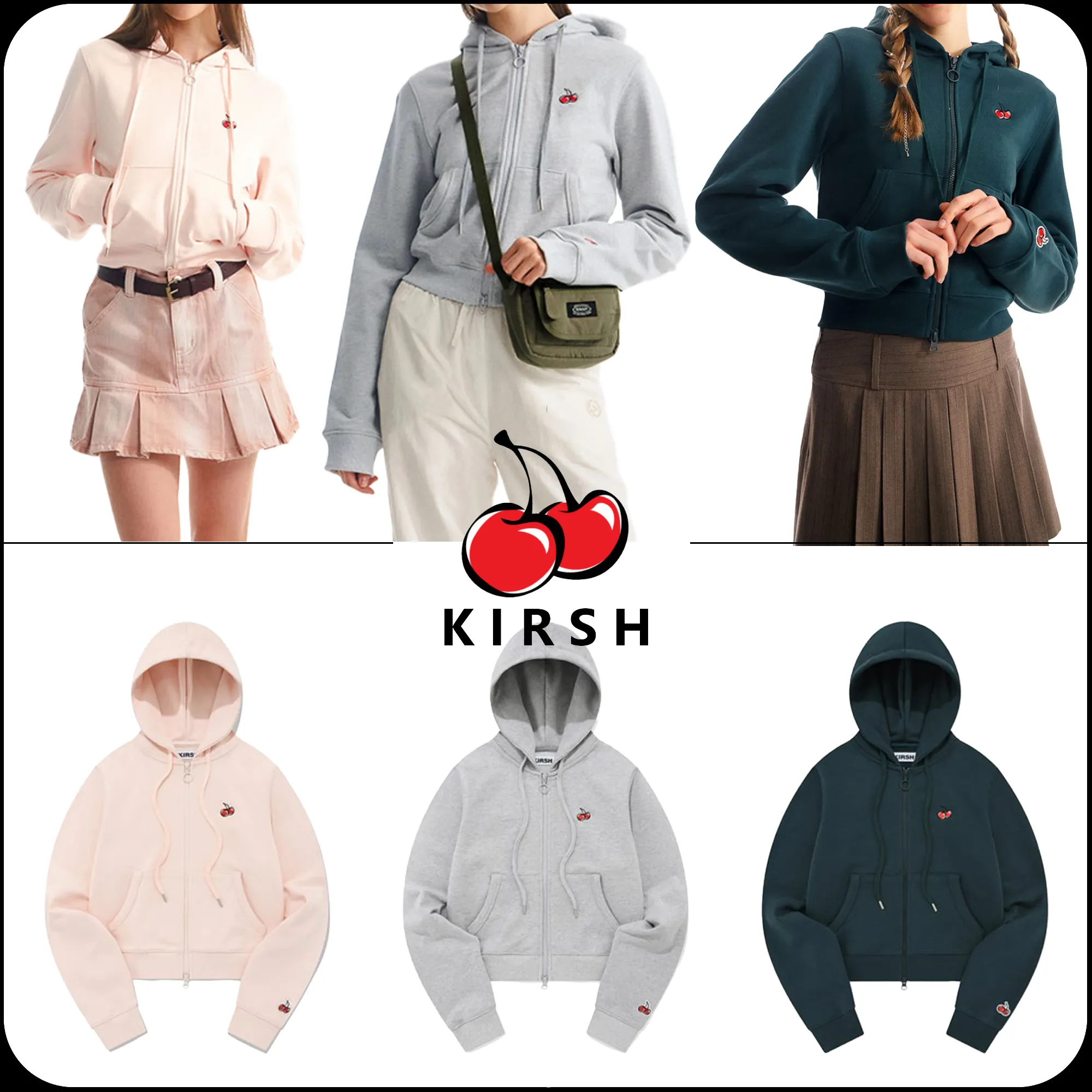 KIRSH Small Cherry Crop Hoodie Zip Up