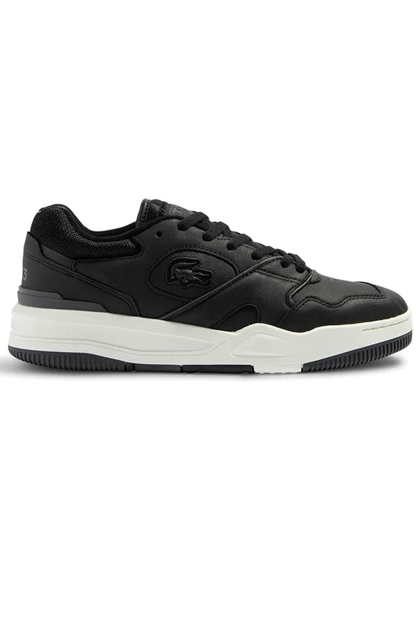 Lacoste Black Leather Lineshot Trainers.