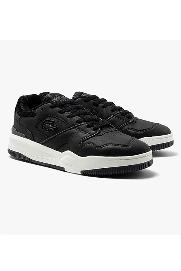 Lacoste Black Leather Lineshot Trainers.