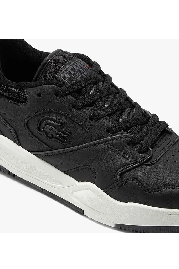 Lacoste Black Leather Lineshot Trainers.