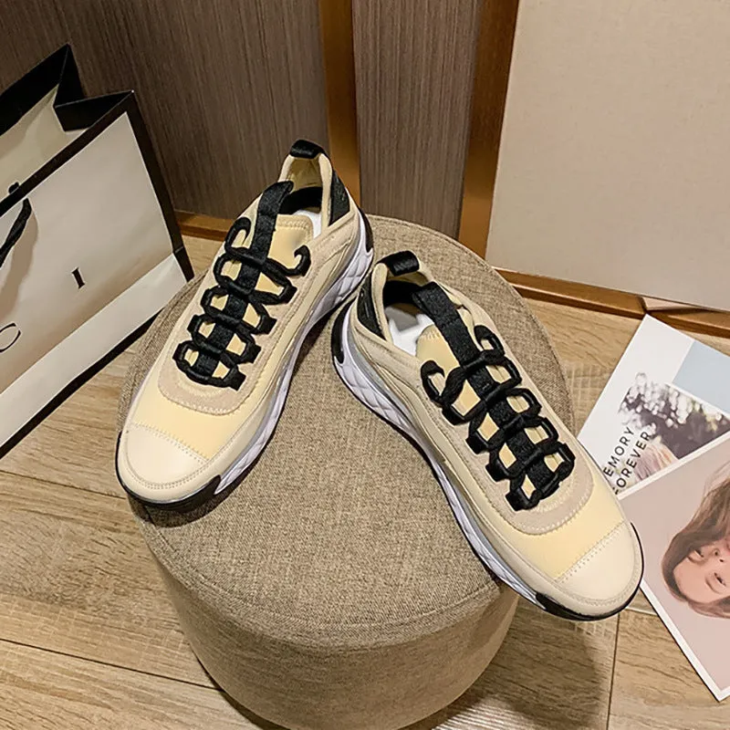 Luxury Brand Wedges Sneakers Leather Chunky