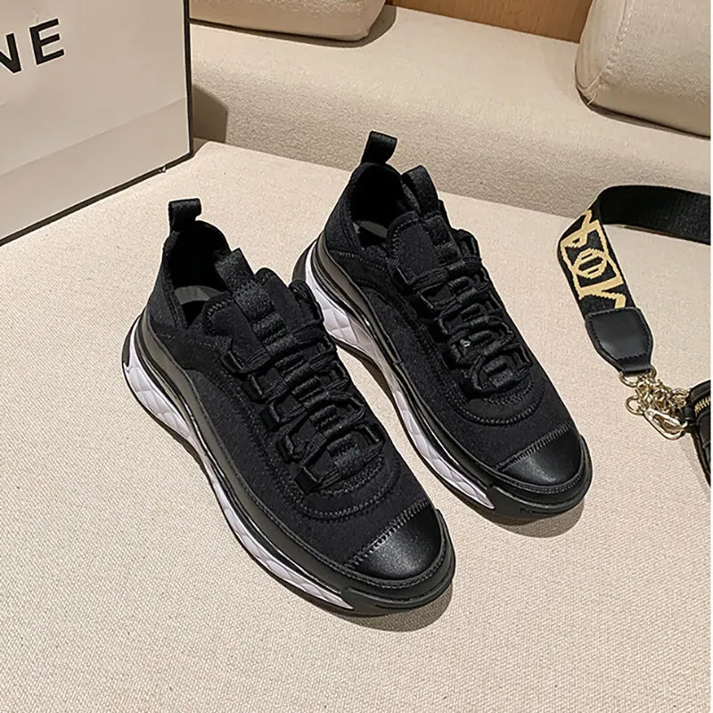 Luxury Brand Wedges Sneakers Leather Chunky