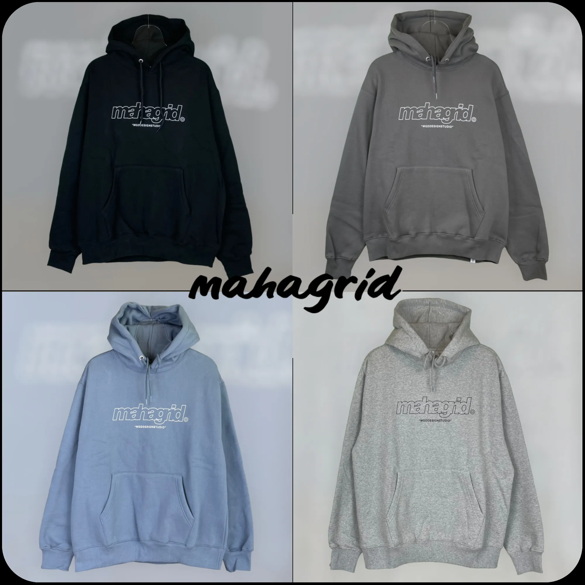 mahagrid Unisex Street Style Long Sleeve Logo Hoodies