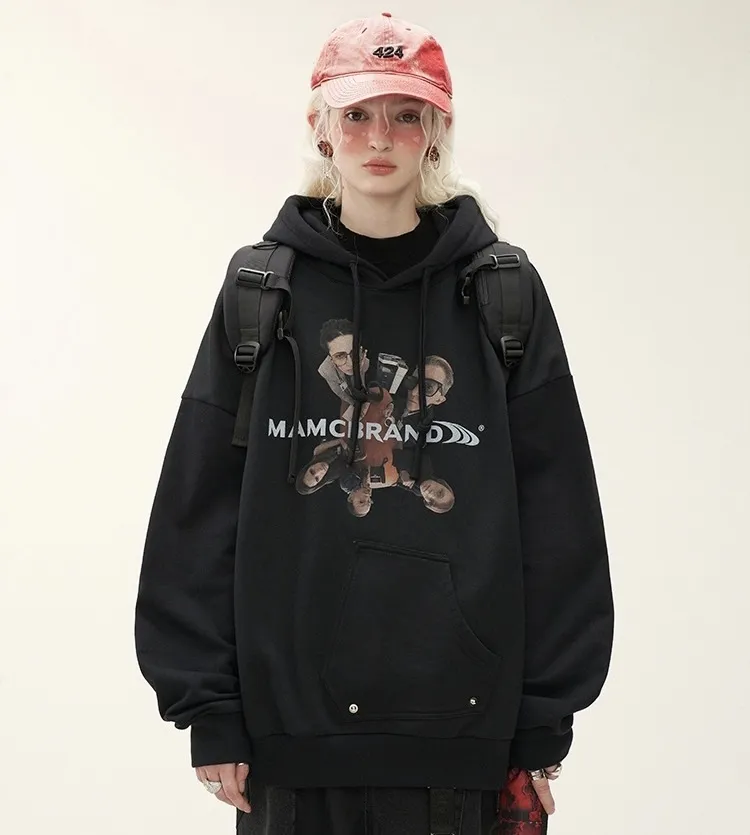 MAMC | Street Style Unisex Oversized Logo Hoodies