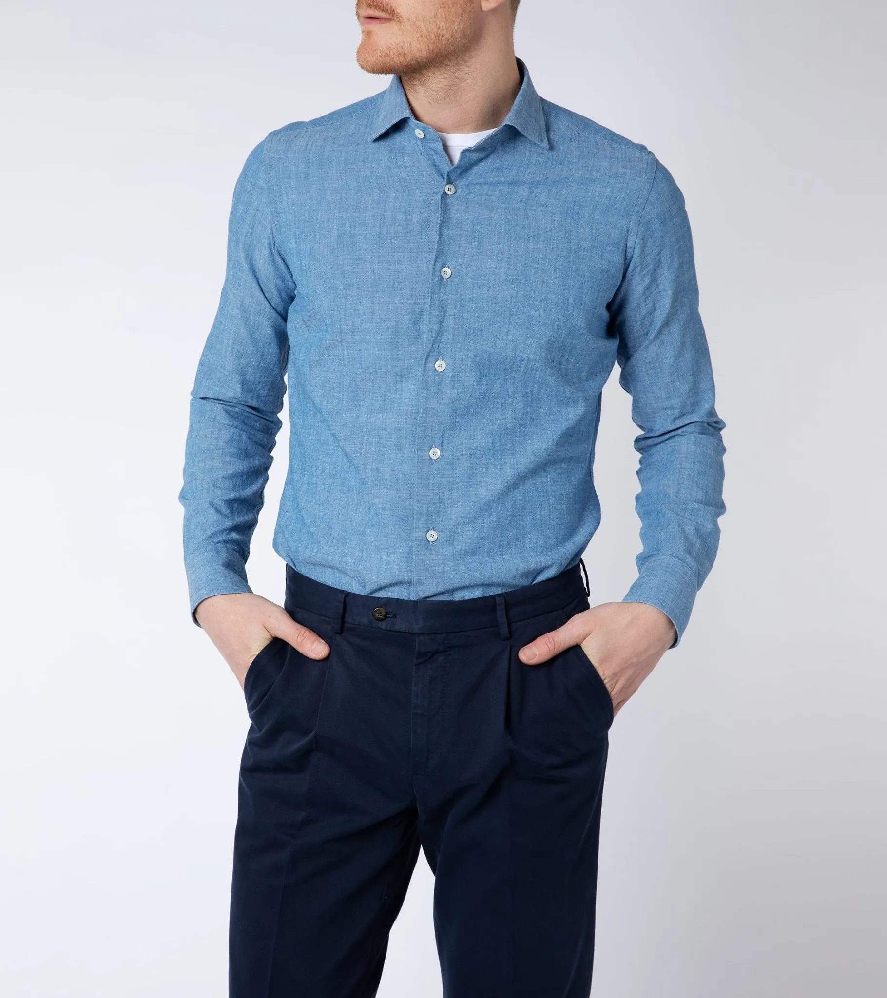 MCR Slim Japanese Chambray Shirt - Light Blue