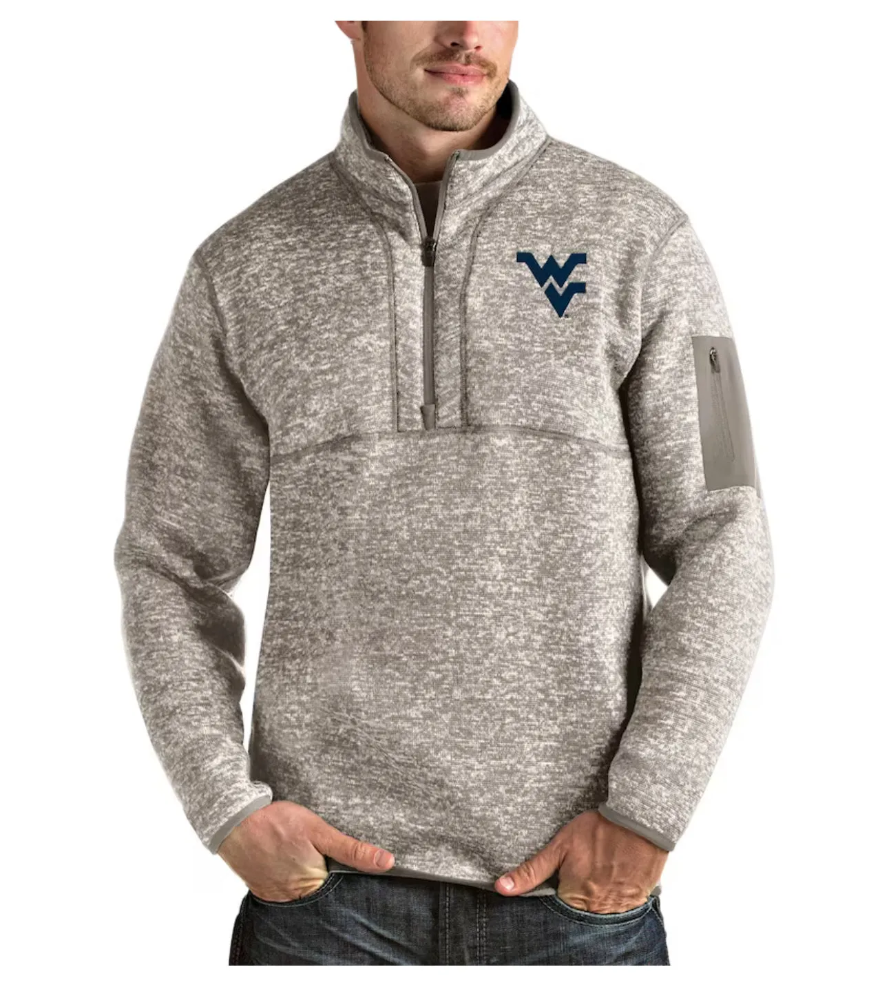 men's Antigua Fortune half-zip jacket - oatmeal heather