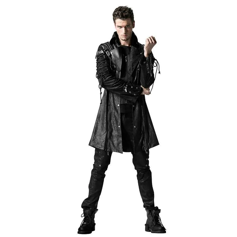 Men's Punk Studded Faux Leather Zipper Jacket Black