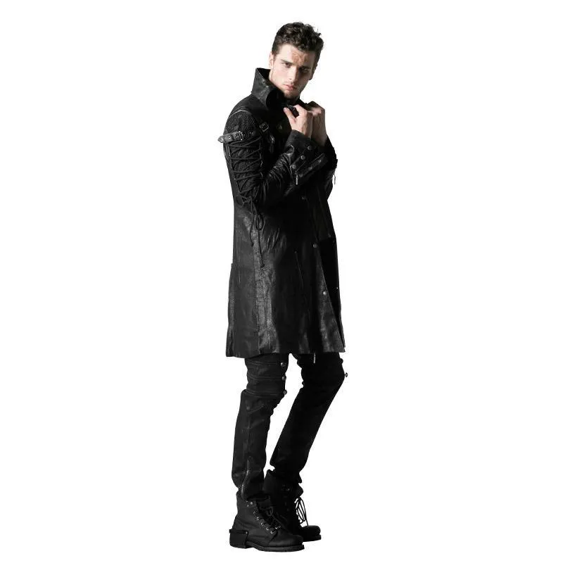 Men's Punk Studded Faux Leather Zipper Jacket Black