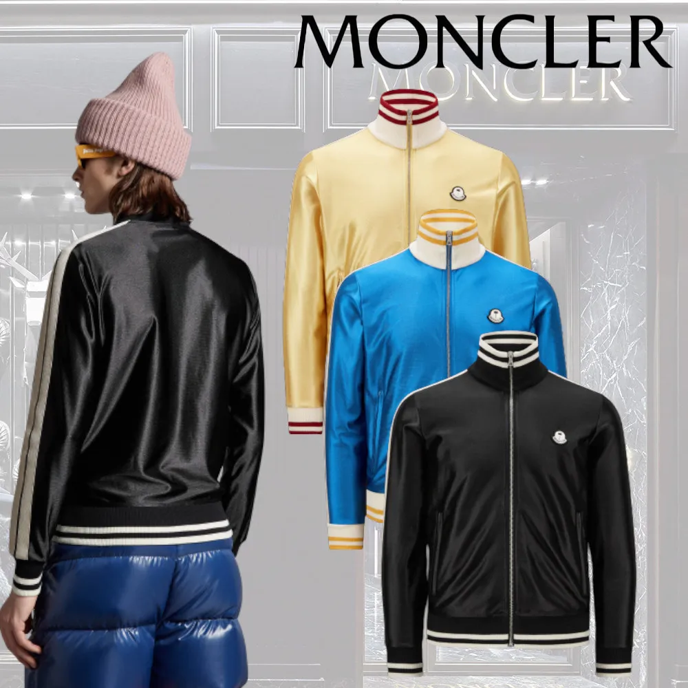 Moncler Long Sleeves Unisex Nylon Street Style Plain Logo