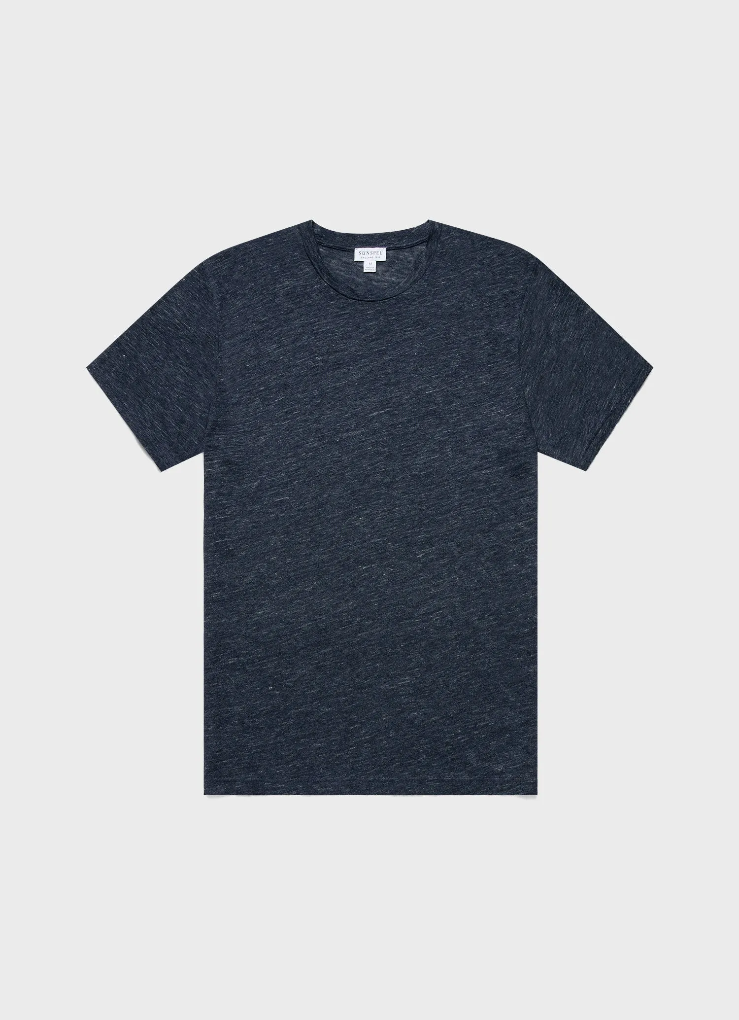 Navy Melange Linen T-shirt for Men.