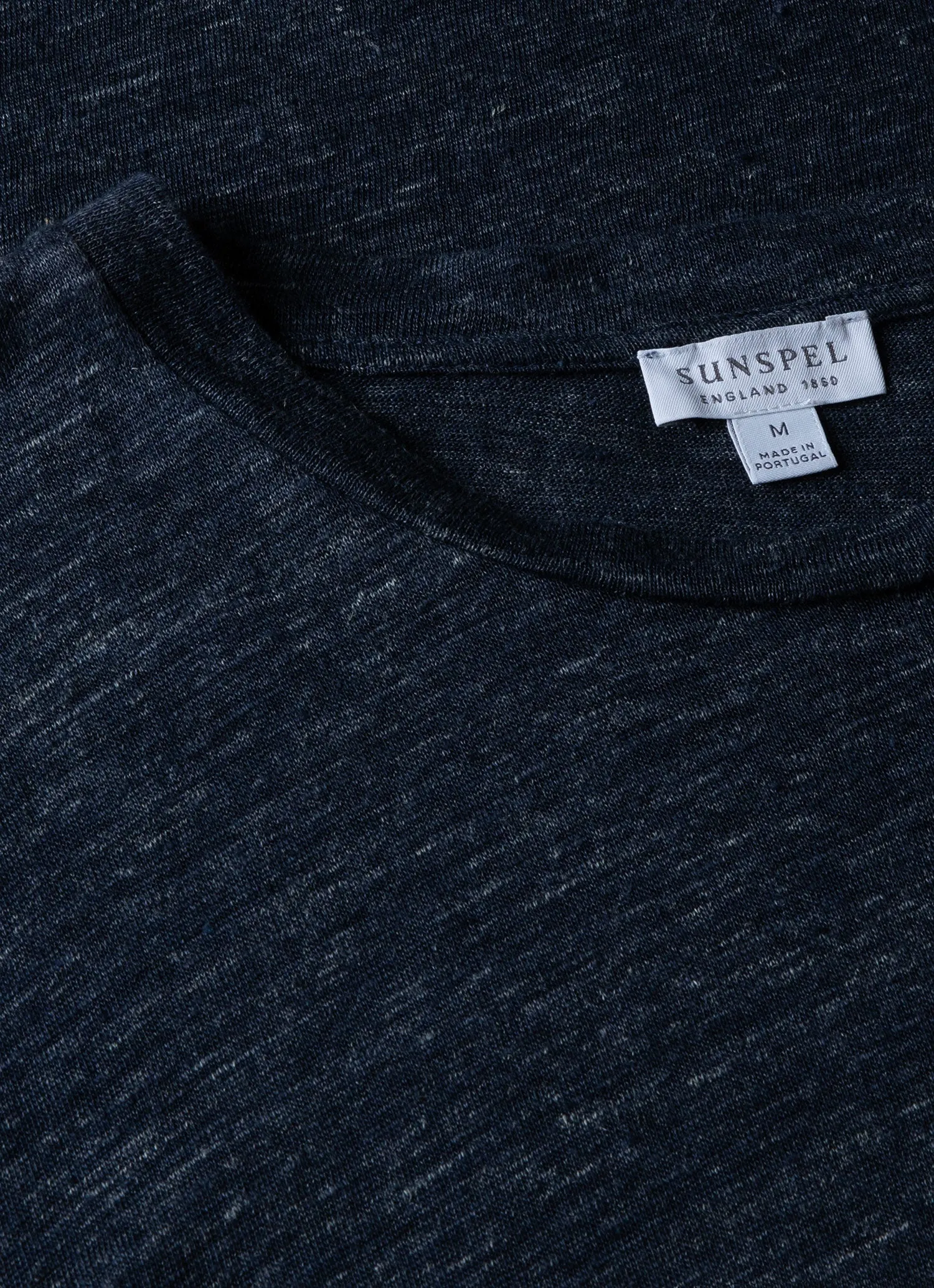 Navy Melange Linen T-shirt for Men.