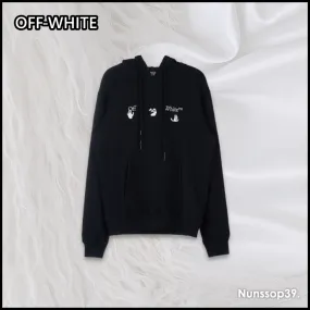 Off-White Street Style Long Sleeve Cotton Logo Hoodies