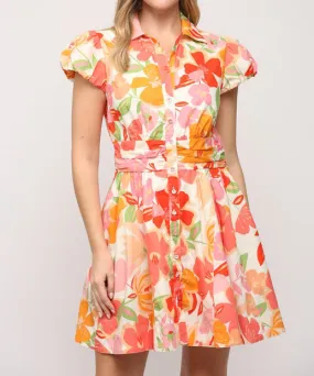 Orange Multi Floral Print Dress