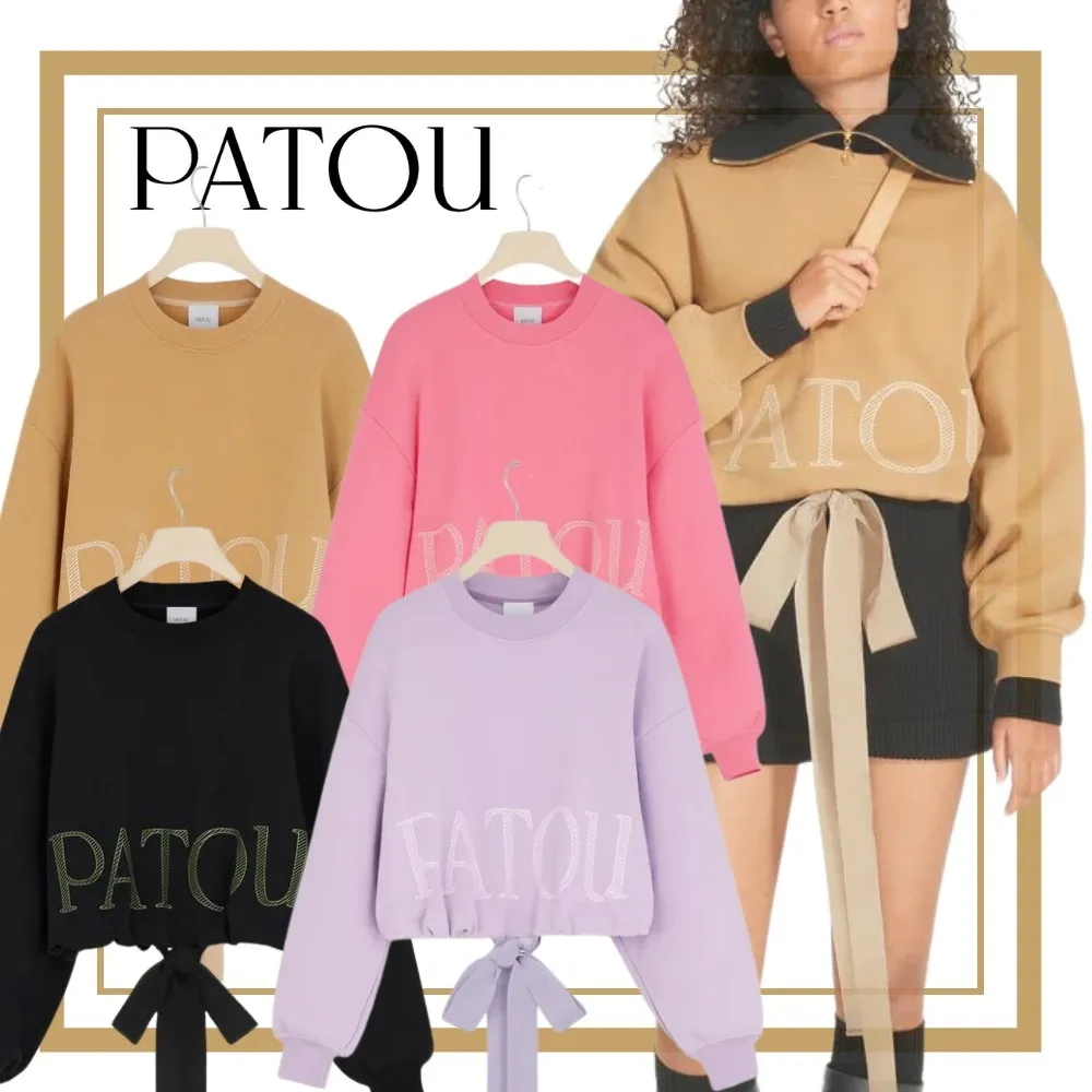 Patou Crew Neck Sweatshirt Plain Cotton Medium Logo