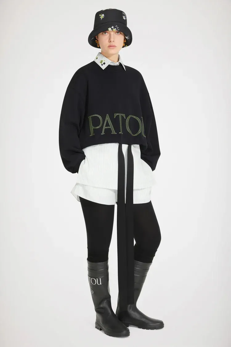 Patou Crew Neck Sweatshirt Plain Cotton Medium Logo