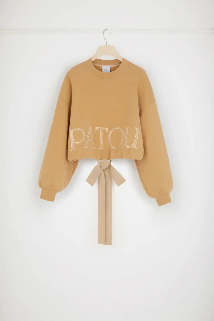 Patou Crew Neck Sweatshirt Plain Cotton Medium Logo