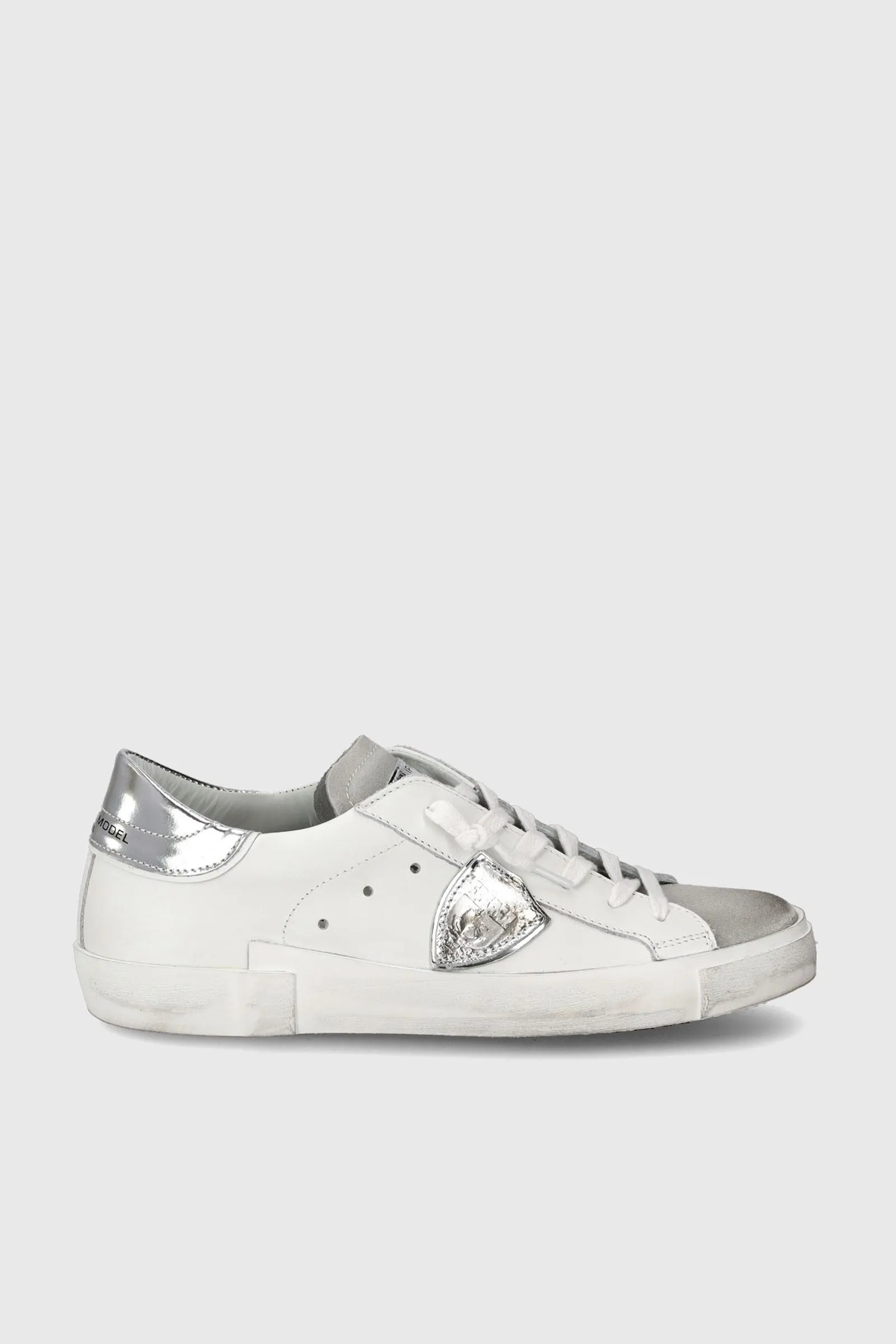 Philippe Model PRSX White/Silver Leather Sneaker